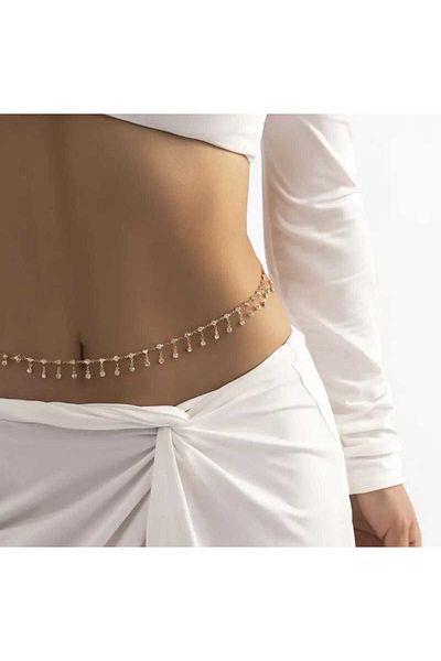beynaaksesuar Stylish Body Chain Belt with Crystal Stones