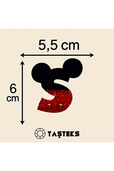 Taşteks TAŞLI Ütülenebilen veya Sticker Olarak Kullanılabilen ' Mickey S ' Harfi