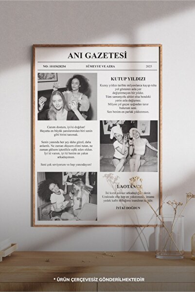 Sürpriz Vakti Kişiye Özel Anı Gazetesi | Favori Şarkınız, Sözler ve Fotoğraf ile Tasarlanmış Benzersiz Poster