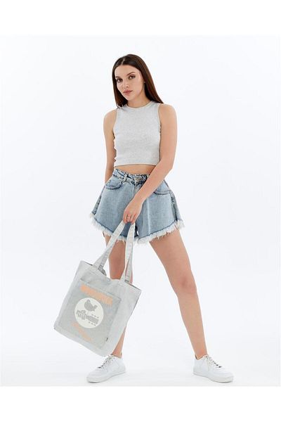 S-Ponder Music Love Peace Printed 100% Cotton Snap Closure Tote Bag Cloth Arm and Shoulder Bag