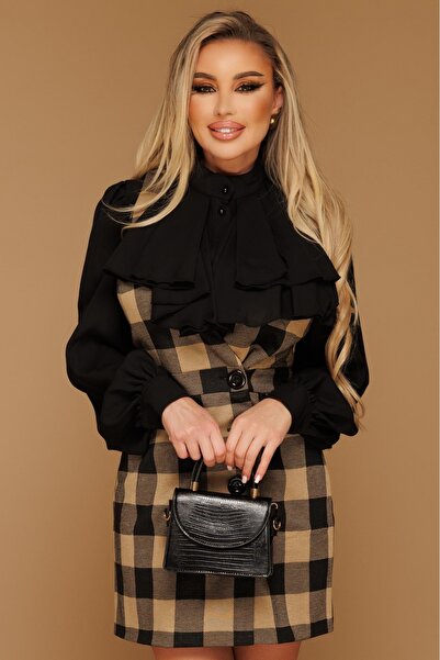 Atmosphere Fashion Rochie de vară maro în carouri