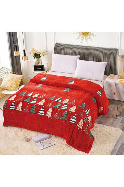 FIONNA.RO Cocolino Blanket - Red With Fir Trees