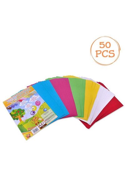DAsiNU Set of 50 A4 Colored Cards, 220gsm, for Creative Projects