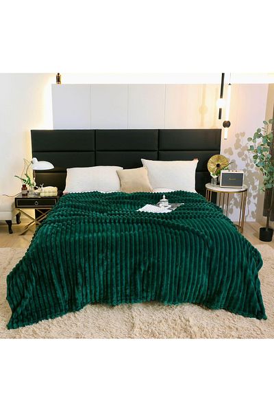 FIONNA.RO Cocolino Blanket Medium Thickness Stripes 230x240cm - Green