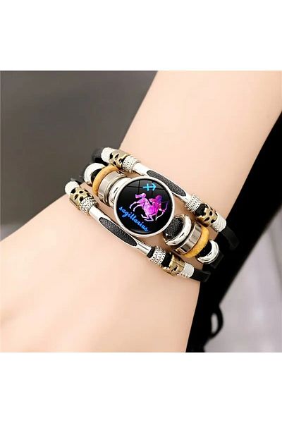 YIWU Capricorn Vintage Zodiac Bracelet - Faux Leather