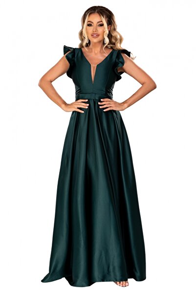 Atmosphere Fashion Rochie lungă și elegantă din tafta verde