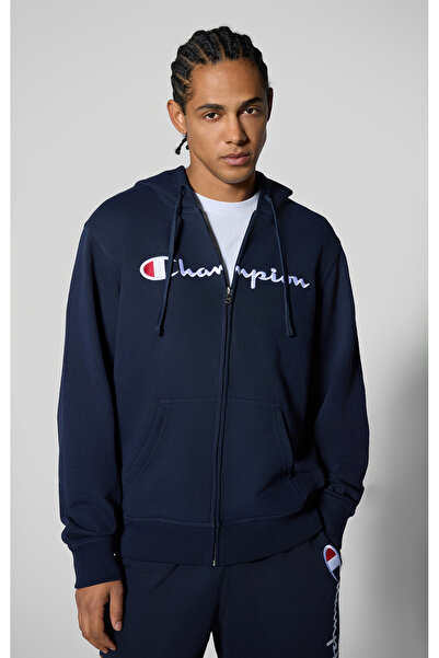 Champion Icons Full Zip Hoodie Sweatshirt Lacivert Erkek Kapüşonlu Sweatshirt...