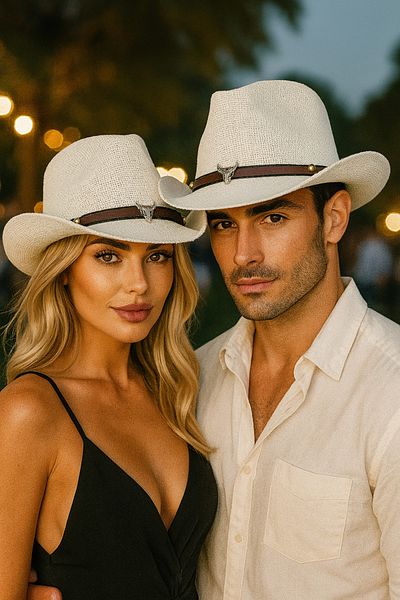 MYZİ STORE COPY - Καουμπόη Χάρτινο Καλοκαιρινό Ψάθινο Καπέλο Ταύρος με Λεπτομέρεια Φιγούρα (ΤΙΜΗ ΜΟΝΟ ΠΡΟΪΟΝΤΟΣ)