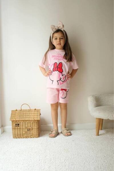 JELİBOOM Girl's Shorts Set Minnie Organic 100% Cotton