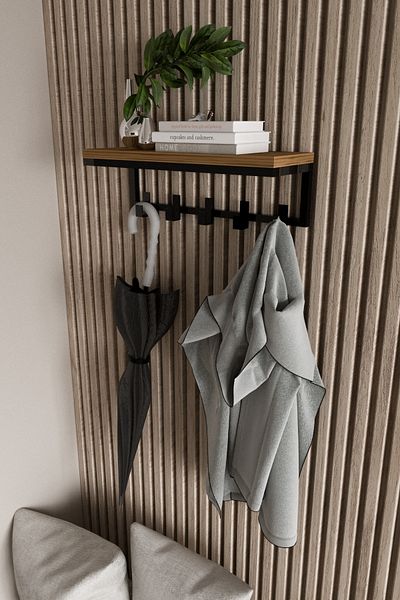 AJU Modern Coat Rack Wall Mounted Hanger and Rack Coat Umbrella Bag Towel Clothes Mail Hallway Hallway Hanger