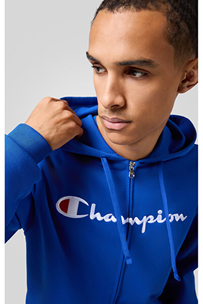 Champion Icons Full Zip Hoodie Sweatshirt Mavi Erkek Kapüşonlu Sweatshirt-220728-BS008