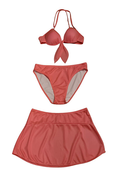 Glowzia Neon Pembe Brazilian Fiyonk Detaylı Dolgulu Destekli Push-up Bikini Takımı