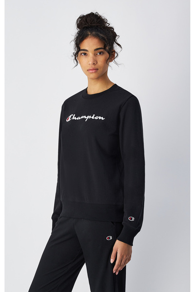 Champion Icons Crewneck Sweatshirt Siyah Kadın Sweatshirt-117752-KK001