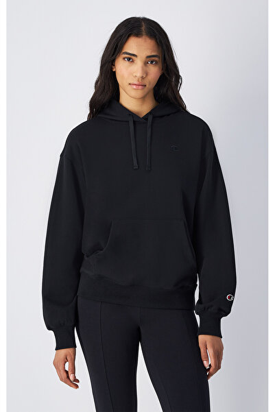 Champion Icons Hooded Sweatshirt Siyah Kadın Kapüşonlu Sweatshirt-117786-KK001