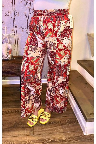 Intisimo Women's Pants, Casual, Oriental Motifs, Red