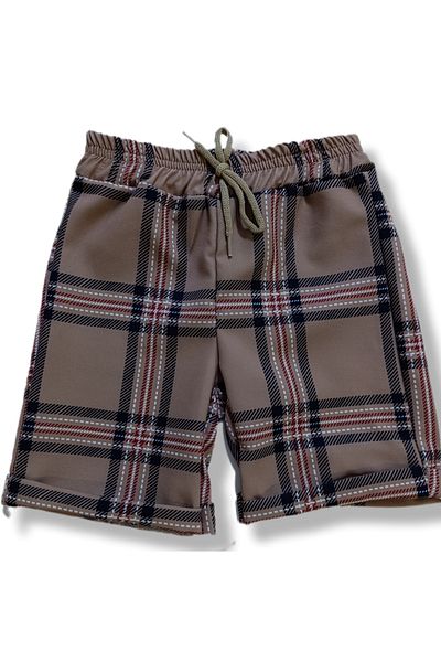 Donino Boy's 3-Piece Suit Plaid Patterned Navy Blue Brown