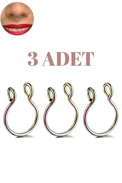 Blisse Piercing Unisex 316L Surgical Steel Compression Fake Piercing |   Nose, Septum, Ingrown Hair Ring – 2 Pieces