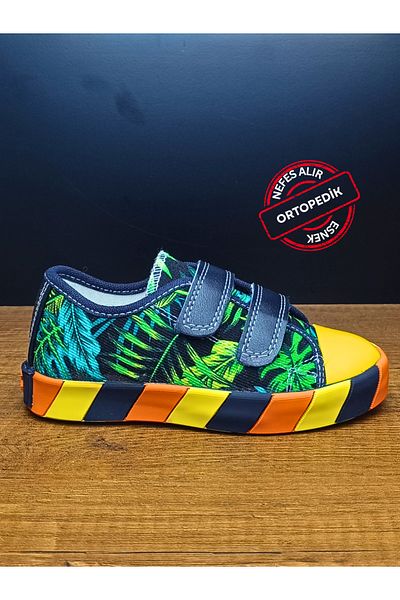 Casabony Leaf Patterned Canvas Summer Boys' Sneakers