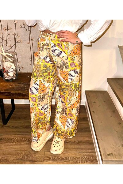 Intisimo Women's Pants, Casual, Oriental Motifs, Yellow