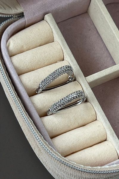 MUTENA Heart Zircon Flush Stone Huggie Earrings