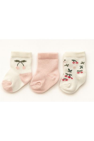 mini mia Set of 6 Baby Socks – Patterned & Solid Color, Soft Cotton