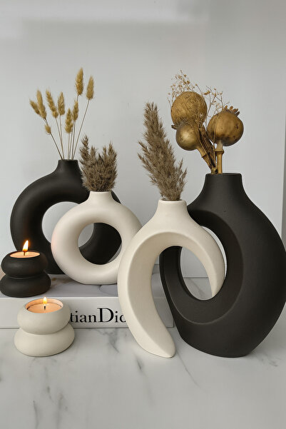 Luthien Sevgili Vazo & Halka Vazo & Mumluk Set 6 Parça Dekor Seti