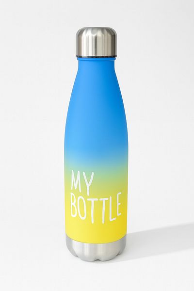 İNTER LİFE Colorful Adult Motivational Water Bottle Water Bottle 700 ml Large Size Non-Spillable Durable Steel Bottom-Top