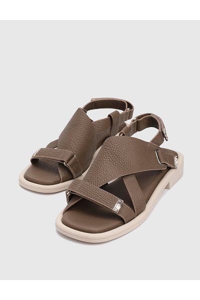 İLVİ Carcee Genuine Floater Leather Gray Women's Sandals