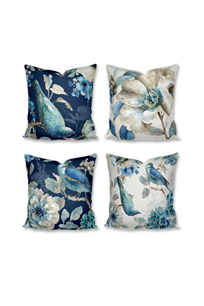 Sister Home Design Navy Blue Birds and Flowers Throw Pillow Covers 43X43 cm -...