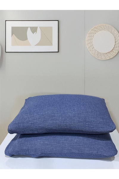 Tasarım HB&Victory 4-шаровий муслін, колір індиго, 50x70 см. 100% бавовна, 2 подушки.