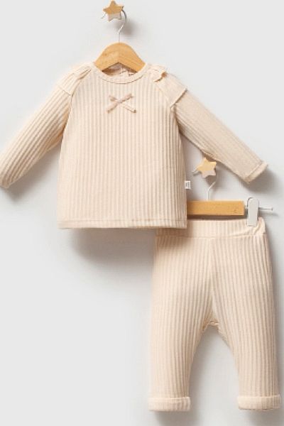 MixMax Bebe Baby Girl Ribbon Detailed Bottom Top 2-Piece Set