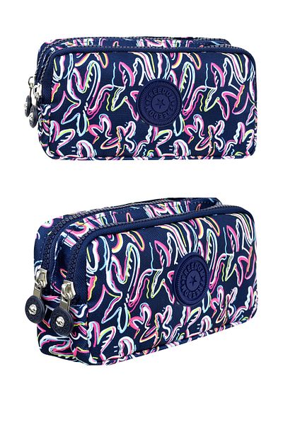 Little Jom Crinkle Fabric Double Compartment Pencil Holder Pencil Case