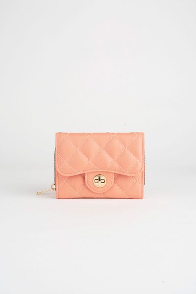 Vivaq Women's Mocha Small Size Quilted Zippered and Flip Lock Closure Faux Leather Wallet