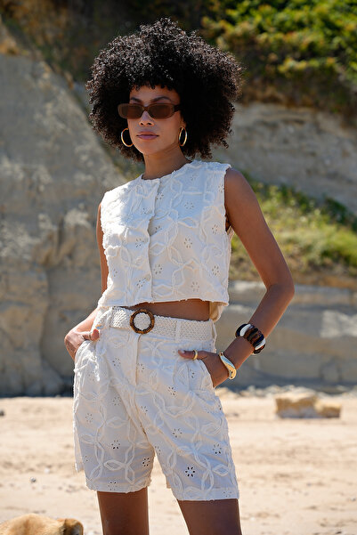 ASEDE Premium Brode Detail Embroidered Suspender Belt Shorts Shirt Set