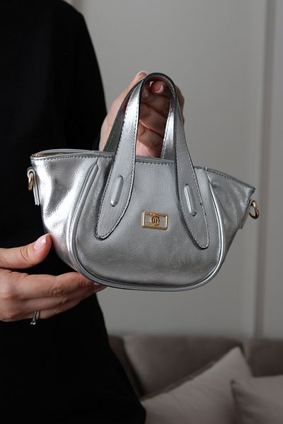 Mimoza Women's Silver Elegant Mini Hand and Shoulder Bag
