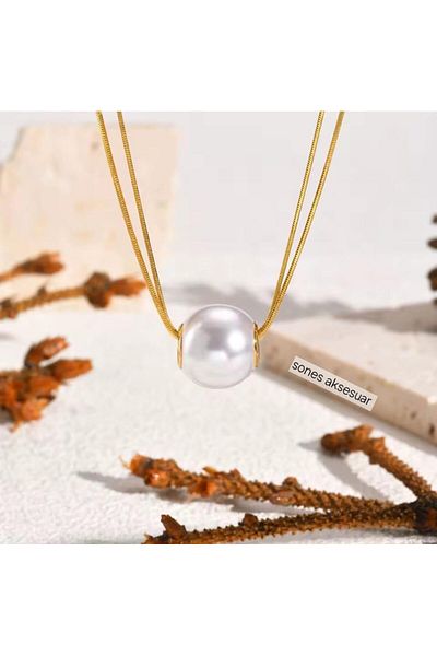 SONES Pearl Design Steel Necklace A056-1