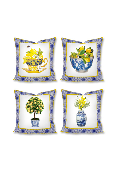 Sister Home Design Limon İnci Dantel Kırlent Kılıfları 43x43 cm - Dekoratif K...