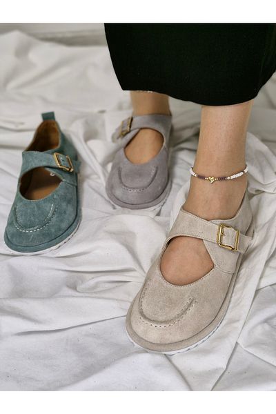 aayak&kabımofficial Modern Style Genuine Suede Buckle Women's Shoes