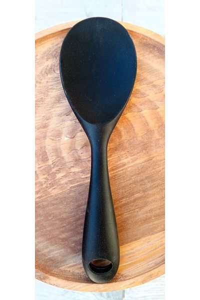 TARIK HOME 22.5cm Hard Tip Silicone Mixing Spoon, Rice Spoon Non-Stick Pan Non-Scratch 3 Color Options
