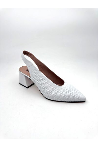 Mariolucci Women's Daily Heeled Shoes Genuine White Leather