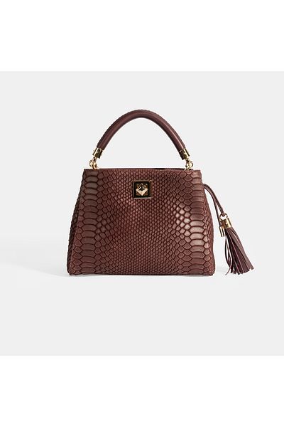 Desa Women's Burgundy Tassel Accessory Leather Handbag
