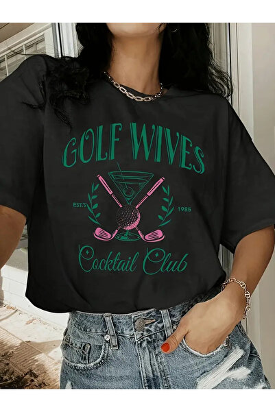 AEMİ Tricou unisex oversize cu decolteu rotund Golf Wives imprimat