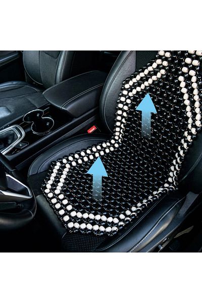 DELUXETUNING Husa scaun auto individuala, pentru fata, bile din lemn 128x40 cm, negru