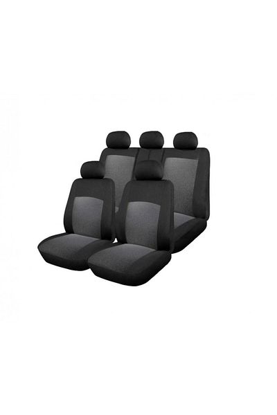 DELUXETUNING Set huse scaune auto, universale, fata-spate, bancheta spate fractionata, jacquard, negru cu gri
