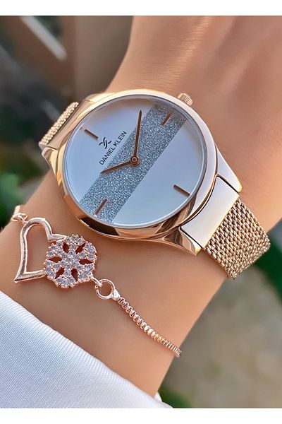 Daniel Klein Brand- Original- Rose Gold Color - 2 Years Warranty-Wicker Cord- Women's Wrist Watch - Gift Bracelet