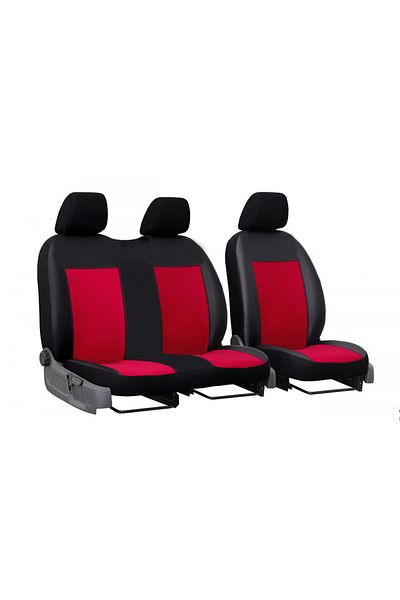 DELUXETUNING Set huse scaune auto, universale, fata 2+1, material jacquard, negru cu rosu