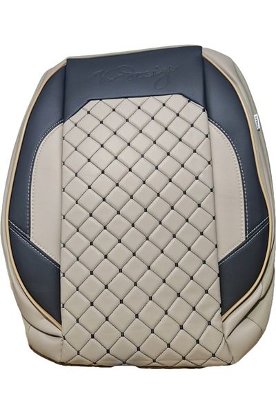 DELUXETUNING Set huse scaune auto, universale, fata-spate, bancheta fractionata, negru cu crem, piele ecologica