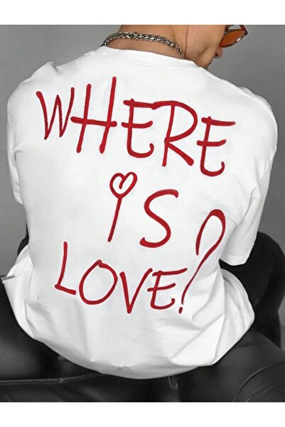 SVART WEAR Unde este dragostea tricou supradimensionat tricou alb