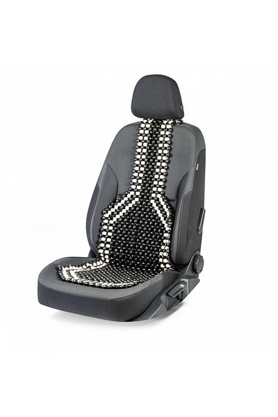 DELUXETUNING Husa scaun auto individuala, pentru fata, bile din lemn 128x40 cm, negru