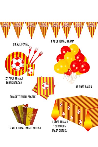 Evabrite Yellow Red Party Set - Special Fan Themed Birthday Concept for Children for 24 People